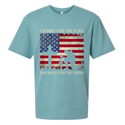 I Stand For The Flag And Kneel For The Cross Gift Sueded Cloud Jersey T-Shirt