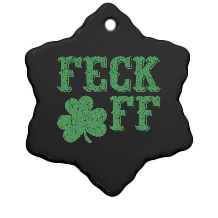 Irish Shamrock Feck Off Shamrock St. Patrick's Day Ceramic Star Ornament