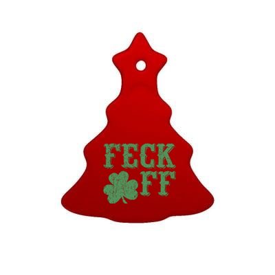 Irish Shamrock Feck Off Shamrock St. Patrick's Day Ceramic Tree Ornament