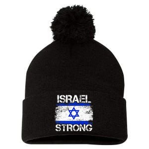 Israel Strong Flag Support I Stand With Israel Pom Pom 12in Knit Beanie