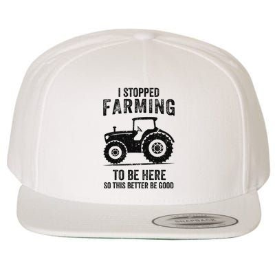 I Stopped Farming To Be Here Funny Farming Wool Snapback Cap