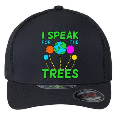 I Speak For Trees Planet Save Earth Day Graphic Flexfit Unipanel Trucker Cap