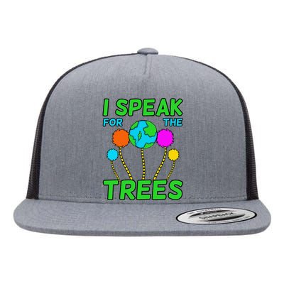 I Speak For Trees Planet Save Earth Day Graphic Flat Bill Trucker Hat