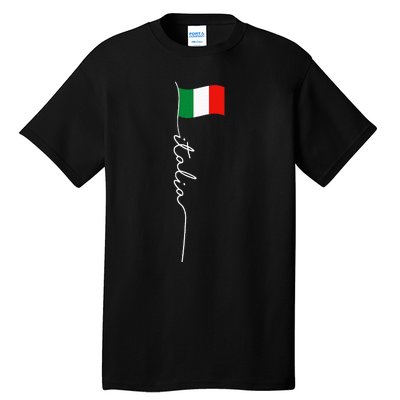 Italy Signature Flag Pole Elegant Patriotic Italian Flag Tall T-Shirt