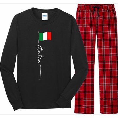 Italy Signature Flag Pole Elegant Patriotic Italian Flag Long Sleeve Pajama Set