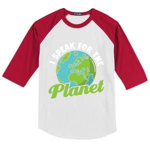 I Speak For The Planet Earth Day Environtal Gift Kids Colorblock Raglan Jersey