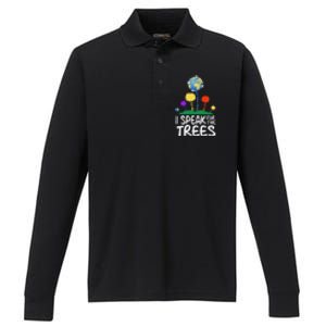 I Speak For Trees Earth Day Save Earth Inspiration Hippie Performance Long Sleeve Polo