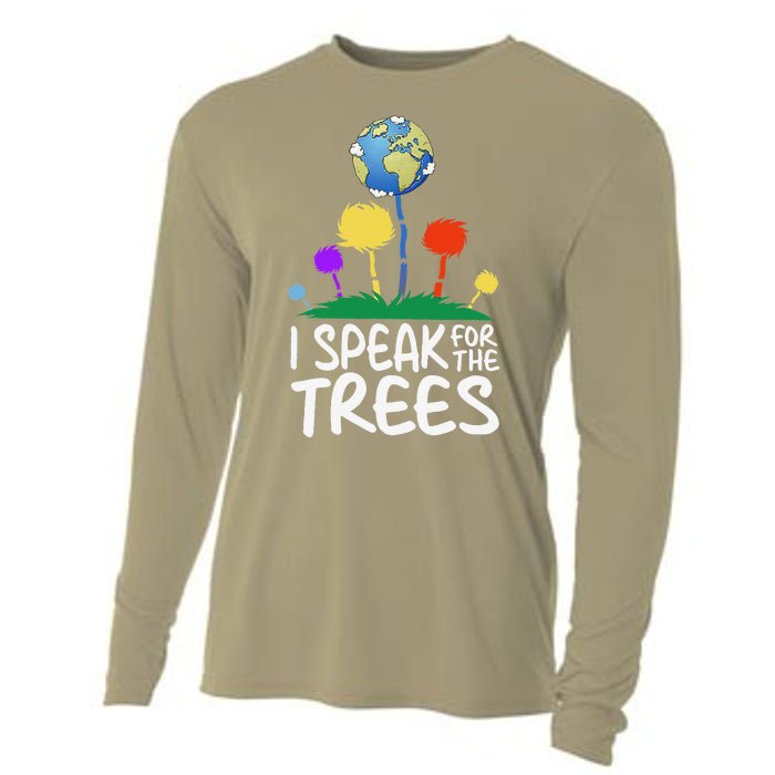 I Speak For Trees Earth Day Save Earth Inspiration Hippie Cooling Performance Long Sleeve Crew