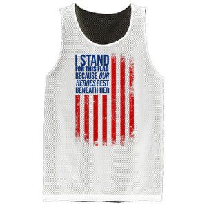 I Stand For This Flag Because Our Heroes Rest Beneath Her USA Mesh Reversible Basketball Jersey Tank