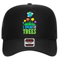 I Speak For Trees Earth Day Save Earth Inspiration Hippie High Crown Mesh Back Trucker Hat