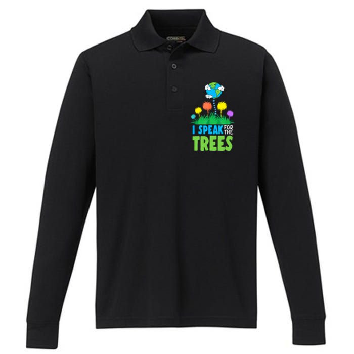 I Speak For Trees Earth Day Save Earth Inspiration Hippie Performance Long Sleeve Polo