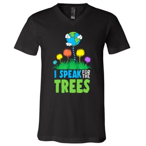 I Speak For Trees Earth Day Save Earth Inspiration Hippie V-Neck T-Shirt