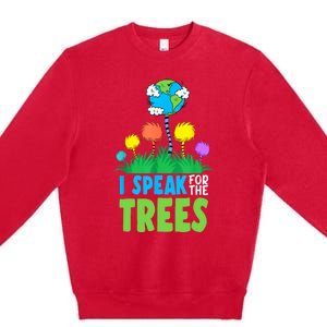 I Speak For Trees Earth Day Save Earth Inspiration Hippie Premium Crewneck Sweatshirt