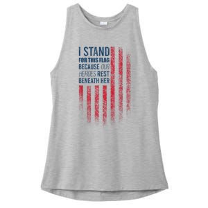 I Stand For This Flag Because Our Heroes Rest Beneath Her Ladies PosiCharge Tri-Blend Wicking Tank