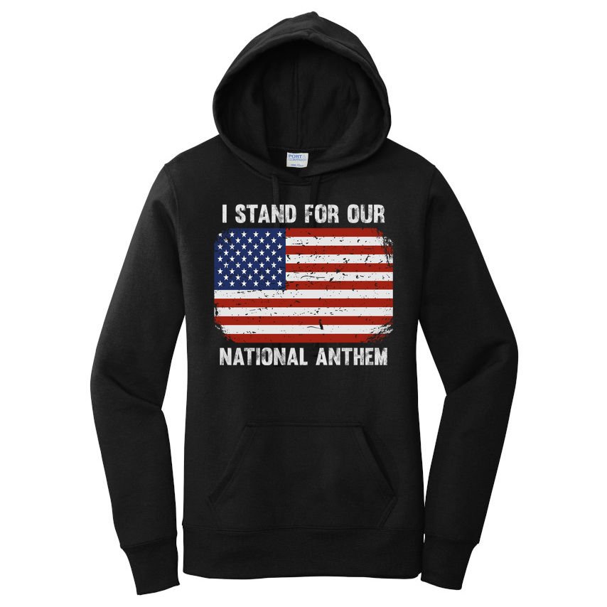 I Stand For Our National Anthem Usa Flag Conservative Funny Gift Women's Pullover Hoodie