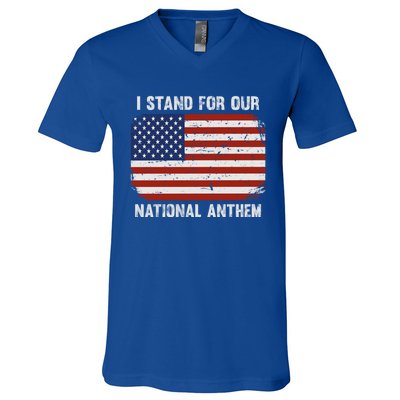 I Stand For Our National Anthem Usa Flag Conservative Funny Gift V-Neck T-Shirt