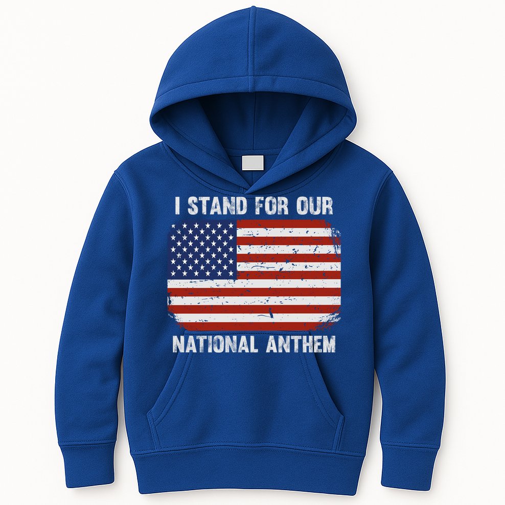 I Stand For Our National Anthem Usa Flag Conservative Funny Gift Kids Hoodie