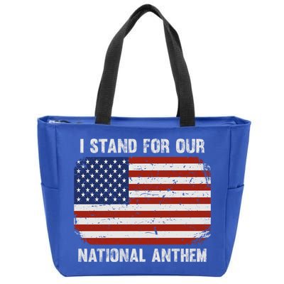 I Stand For Our National Anthem Usa Flag Conservative Funny Gift Zip Tote Bag