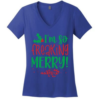 IM So Freaking Merry Funny Christmas Holiday Party Cool Gift Women's V-Neck T-Shirt