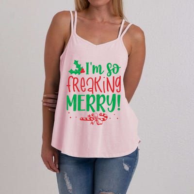 IM So Freaking Merry Funny Christmas Holiday Party Cool Gift Women's Strappy Tank