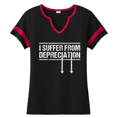 I Suffer from Depreciation Funny Accountant Tax Pun Ladies Halftime Notch Neck Tee