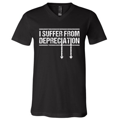 I Suffer from Depreciation Funny Accountant Tax Pun V-Neck T-Shirt