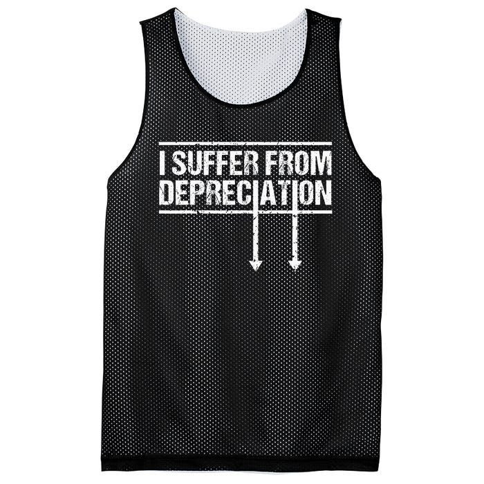 I Suffer from Depreciation Funny Accountant Tax Pun Mesh Reversible Basketball Jersey Tank