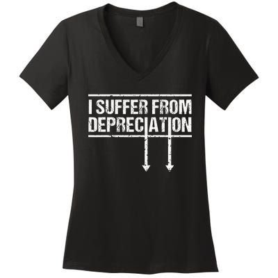 I Suffer from Depreciation Funny Accountant Tax Pun Women's V-Neck T-Shirt