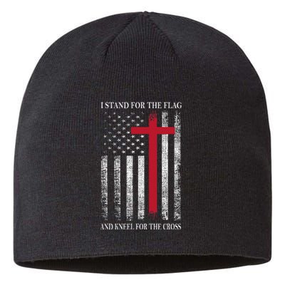 I Stand For The Flag And Kneel For The Cross USA Flag Sustainable Beanie