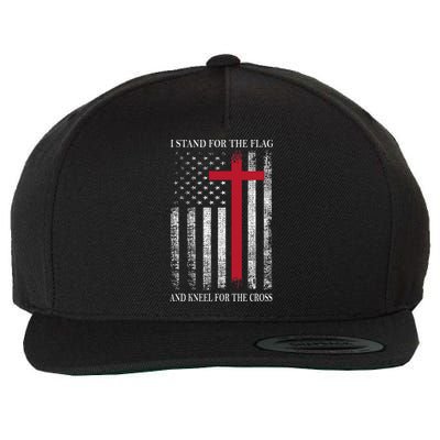 I Stand For The Flag And Kneel For The Cross USA Flag Wool Snapback Cap