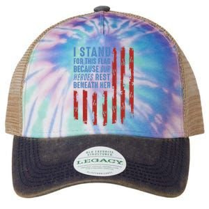 I Stand For This Flag Because Our Heroes Rest Beneath Her Legacy Tie Dye Trucker Hat