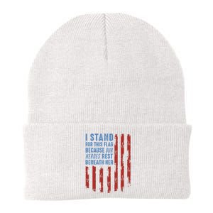 I Stand For This Flag Because Our Heroes Rest Beneath Her Knit Cap Winter Beanie