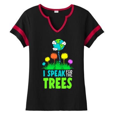 I Speak For Trees Earth Day Save Earth Inspiration Hippie Ladies Halftime Notch Neck Tee