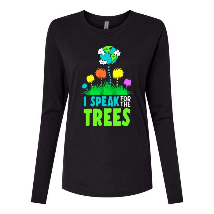 I Speak For Trees Earth Day Save Earth Inspiration Hippie Womens Cotton Relaxed Long Sleeve T-Shirt