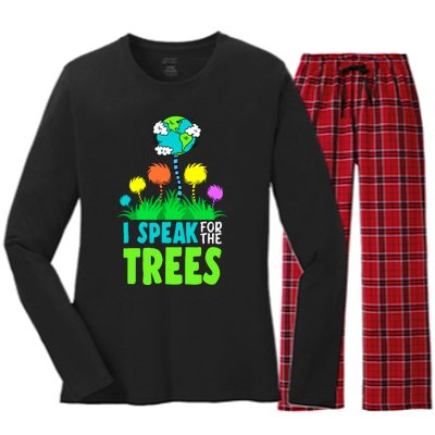 I Speak For Trees Earth Day Save Earth Inspiration Hippie Women's Long Sleeve Flannel Pajama Set 