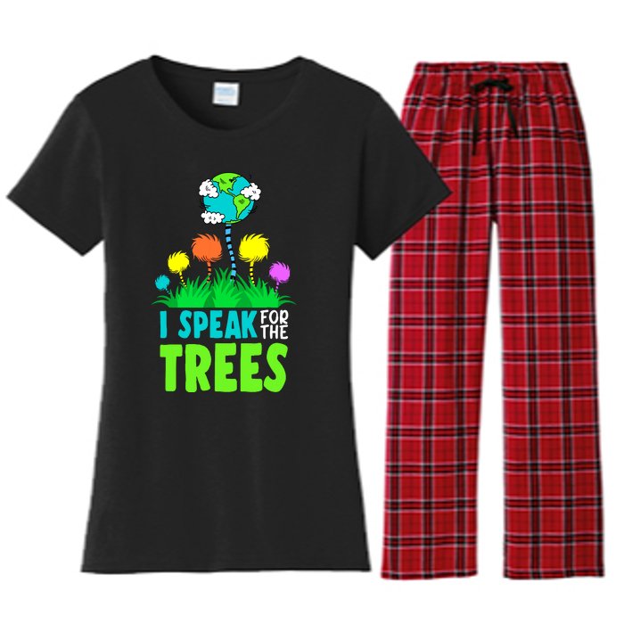 I Speak For Trees Earth Day Save Earth Inspiration Hippie Women's Flannel Pajama Set