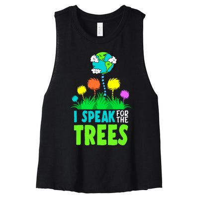 I Speak For Trees Earth Day Save Earth Inspiration Hippie Women's Racerback Cropped Tank