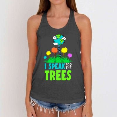 I Speak For Trees Earth Day Save Earth Inspiration Hippie Women's Knotted Racerback Tank