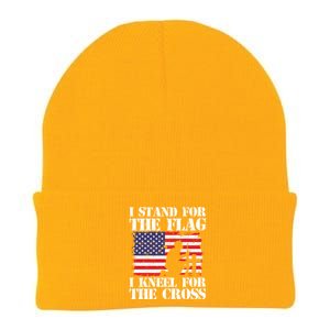 I Stand For The Flag I Kneel For The Cross 4th Of July Gift Knit Cap Winter Beanie