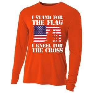 I Stand For The Flag I Kneel For The Cross 4th Of July Gift Cooling Performance Long Sleeve Crew