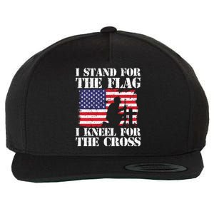 I Stand For The Flag I Kneel For The Cross 4th Of July Gift Wool Snapback Cap