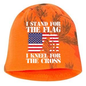 I Stand For The Flag I Kneel For The Cross 4th Of July Gift Kati - Camo Knit Beanie