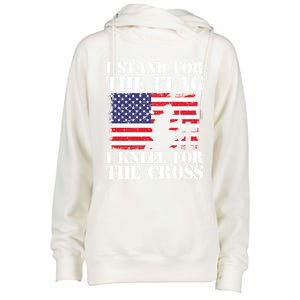 I Stand For The Flag I Kneel For The Cross 4th Of July Gift Womens Funnel Neck Pullover Hood