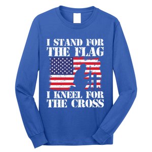 I Stand For The Flag I Kneel For The Cross 4th Of July Gift Long Sleeve Shirt