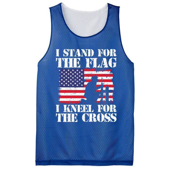 I Stand For The Flag I Kneel For The Cross 4th Of July Gift Mesh Reversible Basketball Jersey Tank