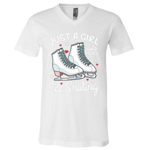 Ice Skating Figure Skating Just A Girl Who Loves Ice Skating V-Neck T-Shirt