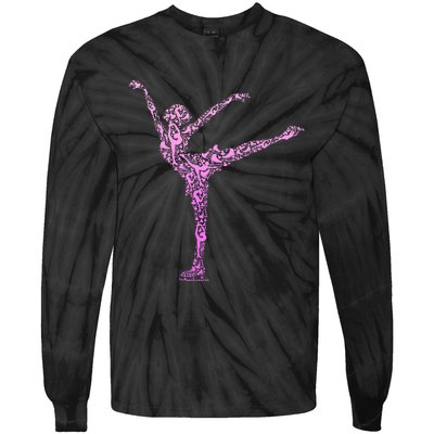 Ice Skating Figure Skater Tie-Dye Long Sleeve Shirt