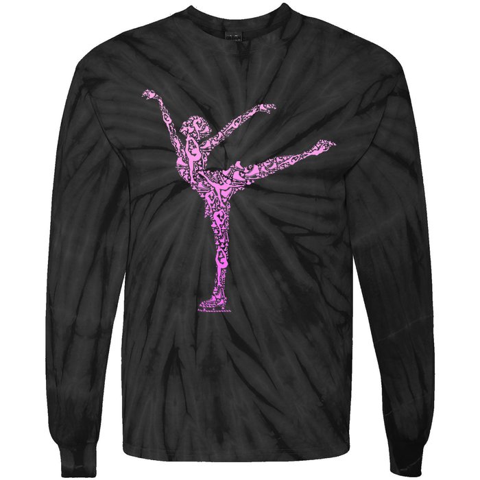 Ice Skating Figure Skater Tie-Dye Long Sleeve Shirt