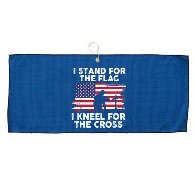 I Stand For The Flag Memorial Day For 4th Of July Large Microfiber Waffle Golf Towel