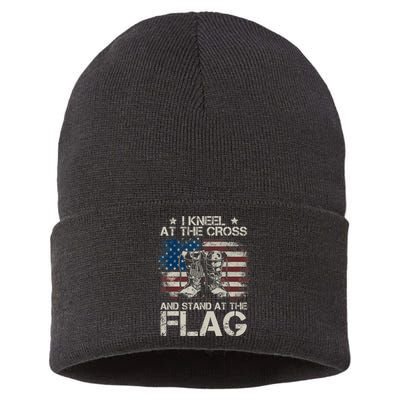 I Stand For The Flag And Kneel At The Cross America Sustainable Knit Beanie